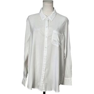 Lola River Button-Up Womens XL White Tunic Collared‎ Long Sleeve Pockets